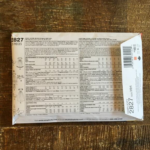 Simplicity Sewing Pattern 2827 Misses Dress w/ Matching Dog Costume 6-12 UNCUT - Picture 2 of 2